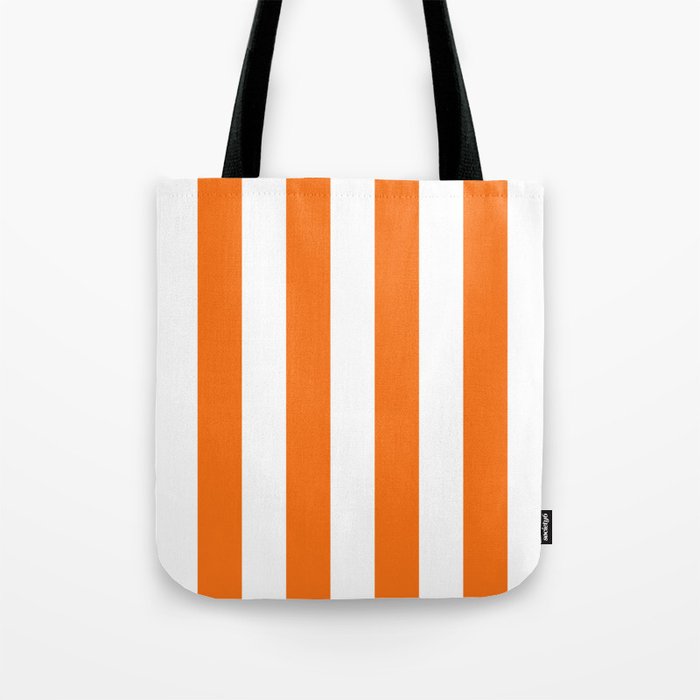 Harvest Pumpkin Orange and White Cabana Tent Stripe Tote Bag Gallery Image 1