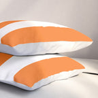 Harvest Pumpkin Orange and White Cabana Tent Stripe Pillow Sham Gallery Image 3