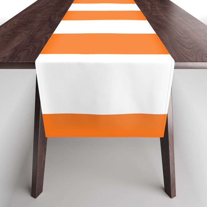 Harvest Pumpkin Orange and White Cabana Tent Stripe Table Runner Gallery Image 1