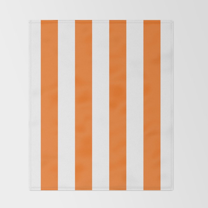 Harvest Pumpkin Orange and White Cabana Tent Stripe Throw Blanket Gallery Image 2