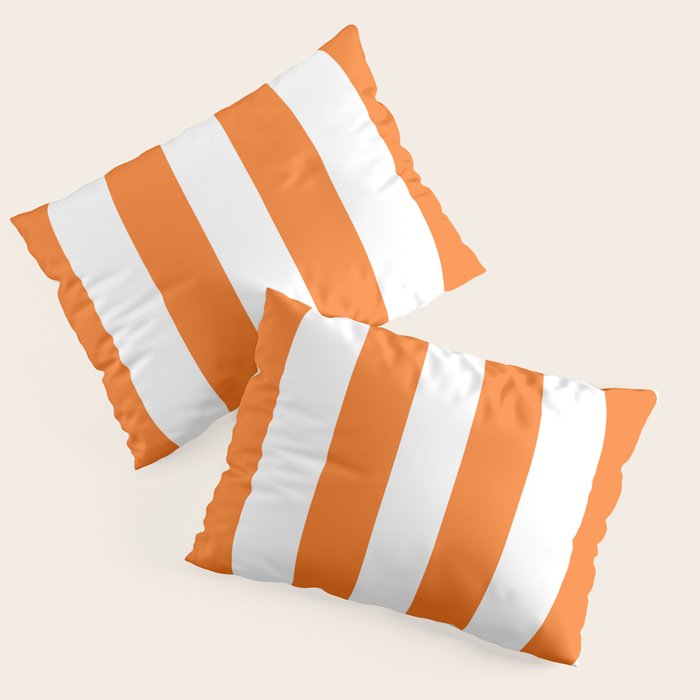 Harvest Pumpkin Orange and White Cabana Tent Stripe Pillow Sham Gallery Image 3