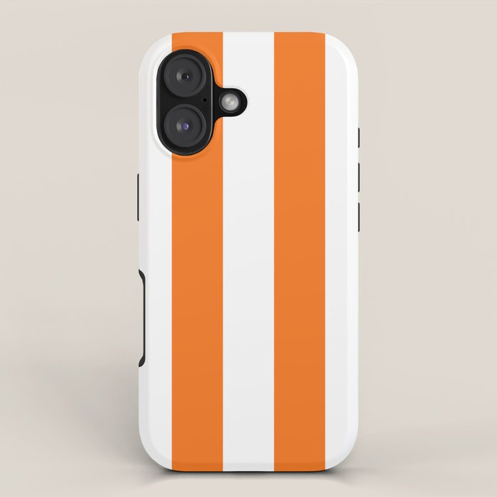 Harvest Pumpkin Orange and White Cabana Tent Stripe iPhone Case Gallery Image 1