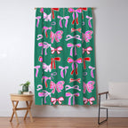 Festive Pink and Red Christmas Ribbons and Bows hand drawn Collection on Green Window Curtain Gallery Image 5