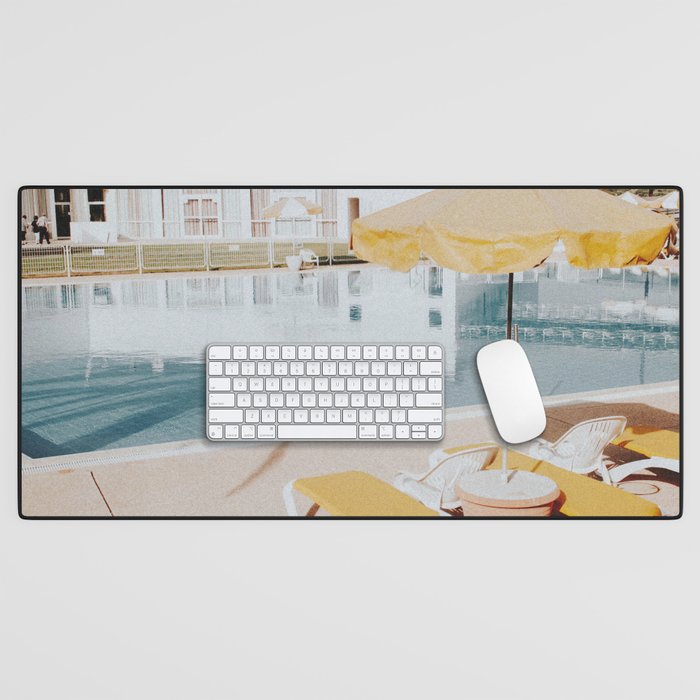 vintage summer poolside Desk Mat Gallery Image 1
