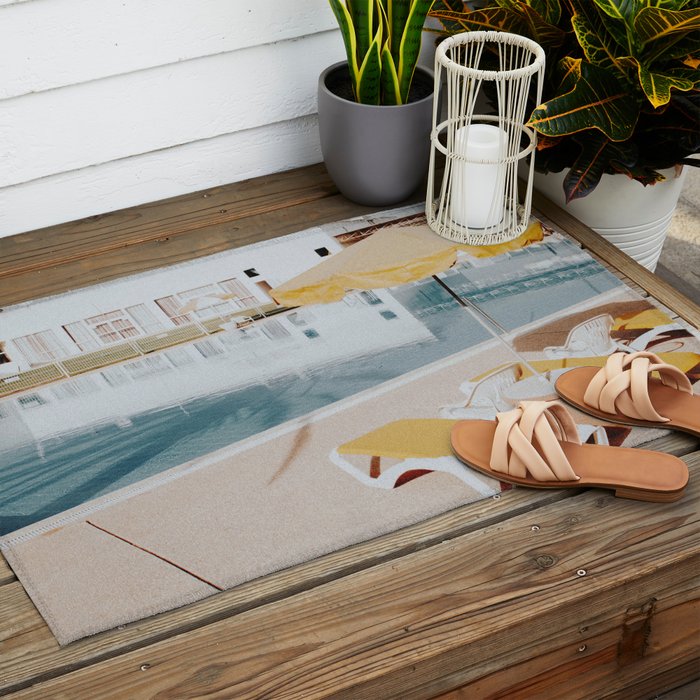 vintage summer poolside Outdoor Rug Gallery Image 2