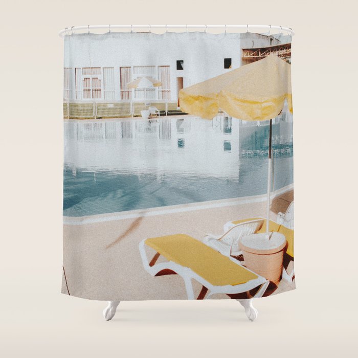 vintage summer poolside Shower Curtain Gallery Image 1