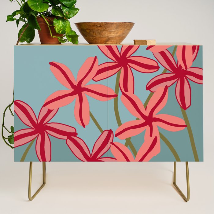 Lilies in shades of red Credenza Gallery Image 1