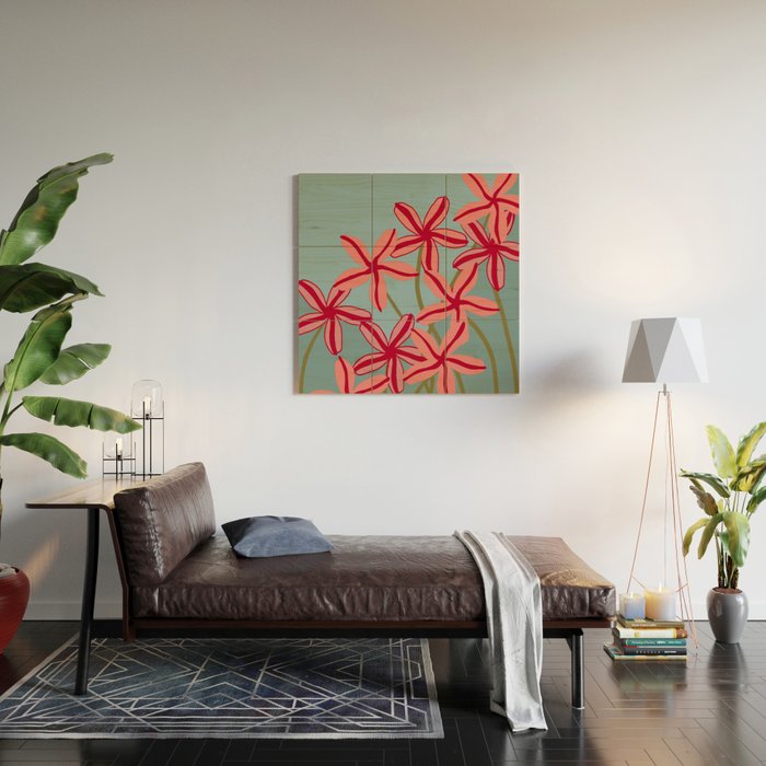 Lilies in shades of red Wood Wall Art Gallery Image 2
