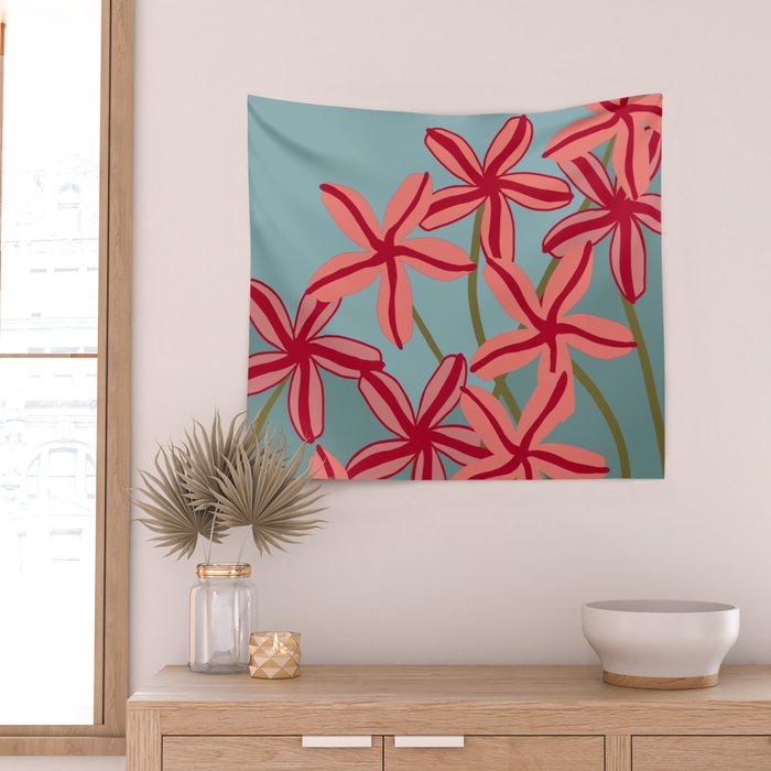 Lilies in shades of red Wall Tapestry Gallery Image 2