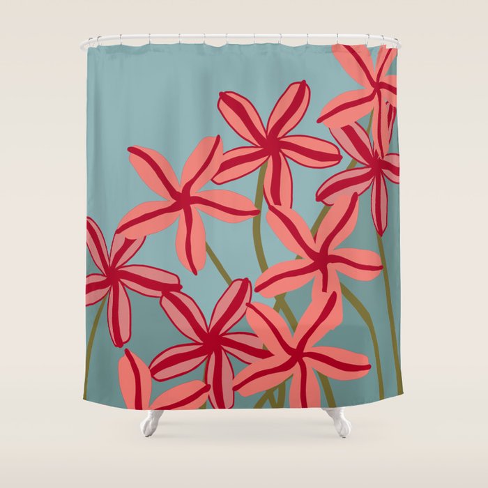 Lilies in shades of red Shower Curtain Gallery Image 1