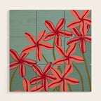 Lilies in shades of red Wood Wall Art Gallery Image 1