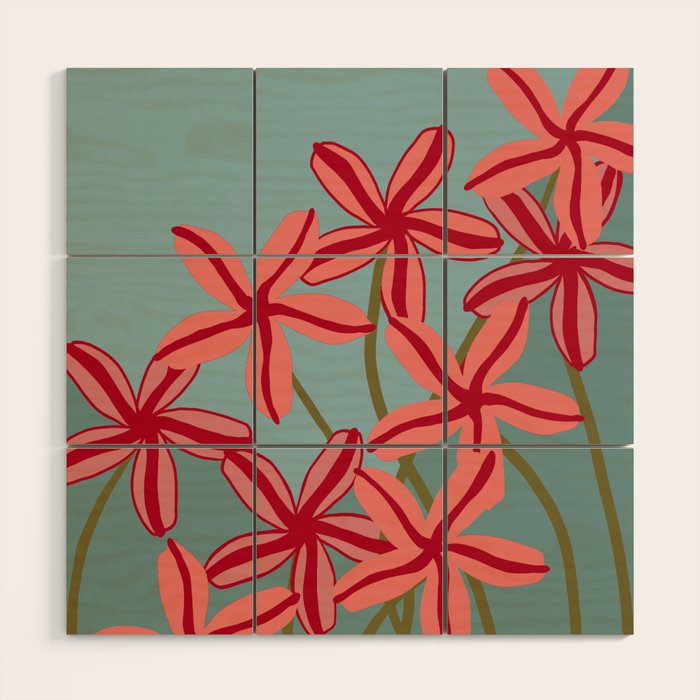 Lilies in shades of red Wood Wall Art Gallery Image 1