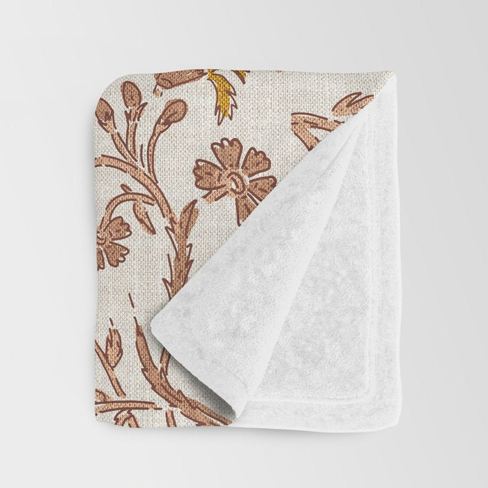 KALAMI FLORAL MUSTARD Throw Blanket Gallery Image 3