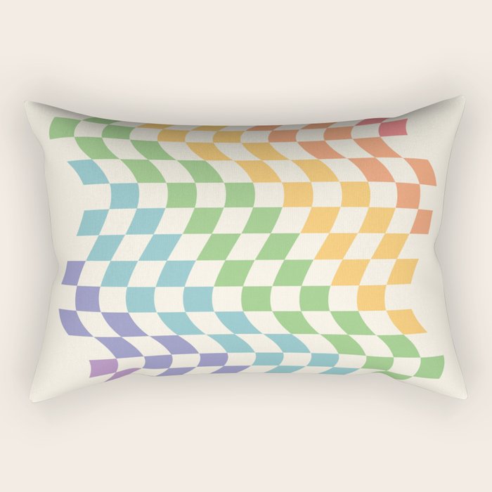 Rainbow Pride Wavy Check Rectangular Pillow Gallery Image 1
