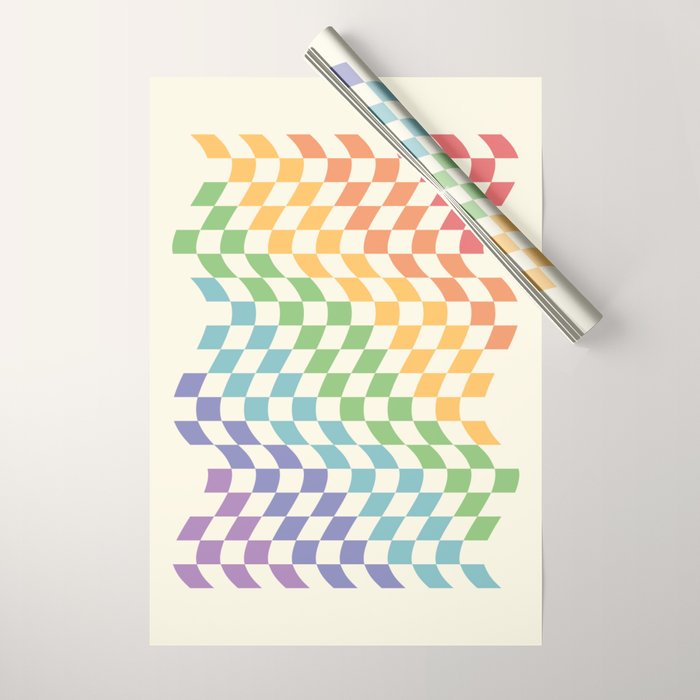 Rainbow Pride Wavy Check Wrapping Paper Gallery Image 1