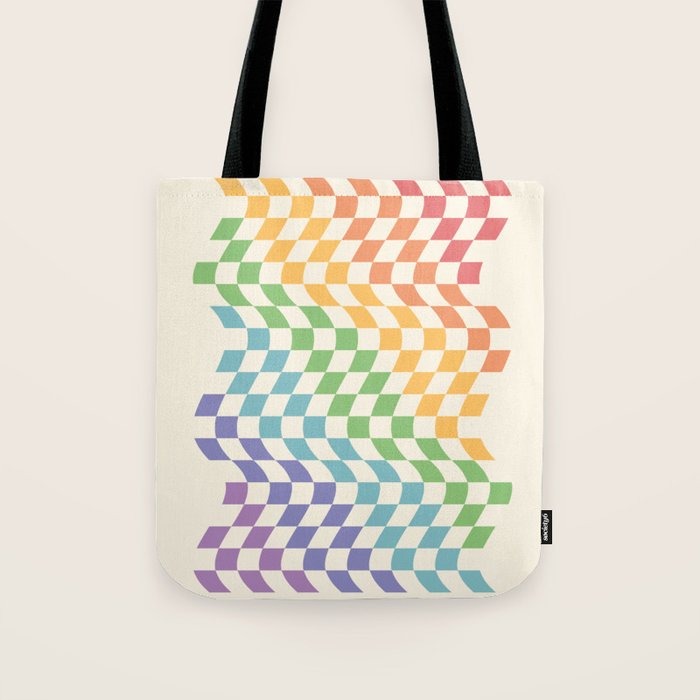 Rainbow Pride Wavy Check Tote Bag Gallery Image 1
