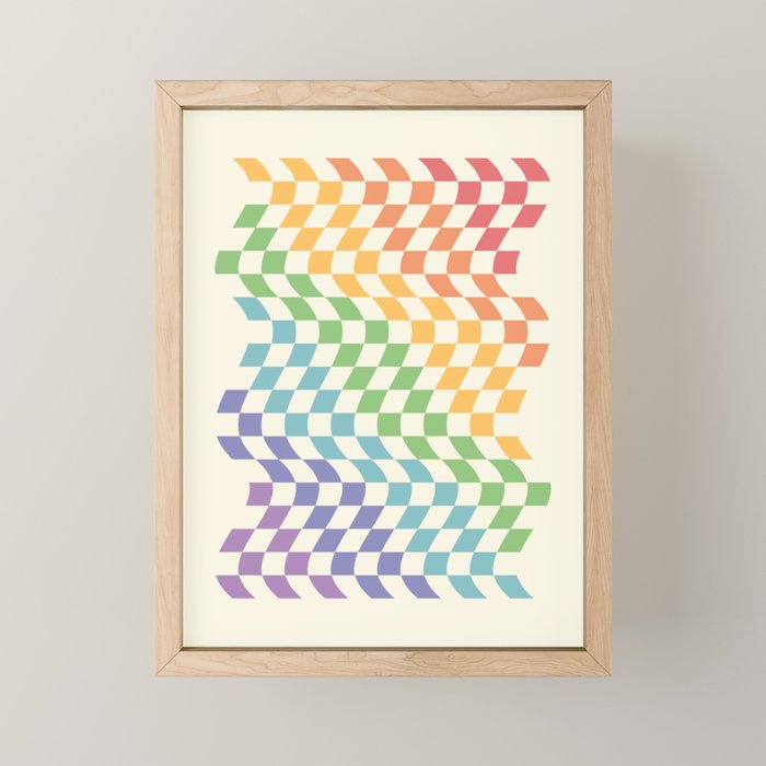 Rainbow Pride Wavy Check Mini Art Print Gallery Image 1