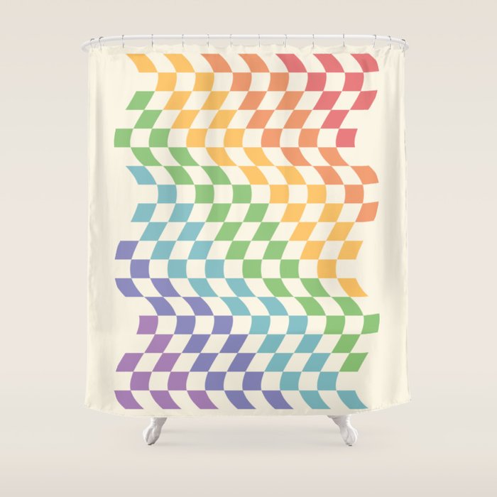 Rainbow Pride Wavy Check Shower Curtain Gallery Image 1