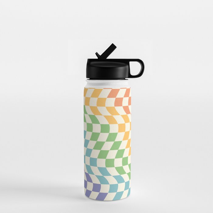 Rainbow Pride Wavy Check Water Bottle Gallery Image 1