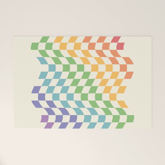 Rainbow Pride Wavy Check Welcome Mat Gallery Image 1
