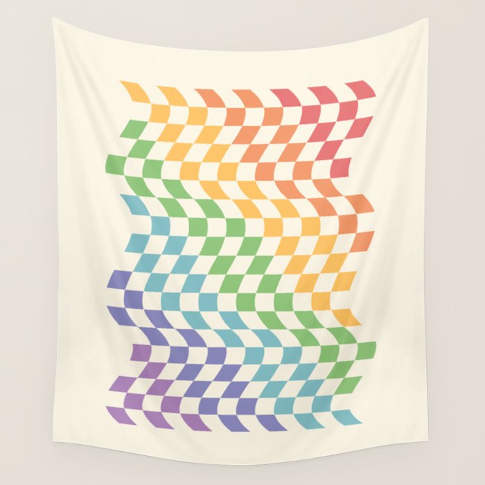 Rainbow Pride Wavy Check Wall Tapestry Gallery Image 4
