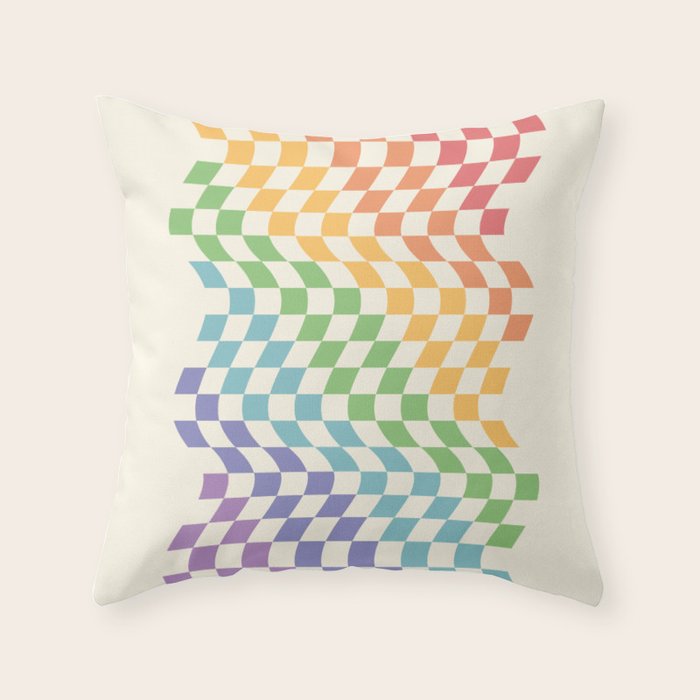 Rainbow Pride Wavy Check Throw Pillow Gallery Image 6