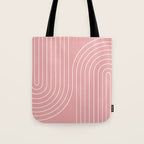 Minimal Line Curvature X Pink Mid Century Modern Arch Abstract Tote Bag Gallery Image 1