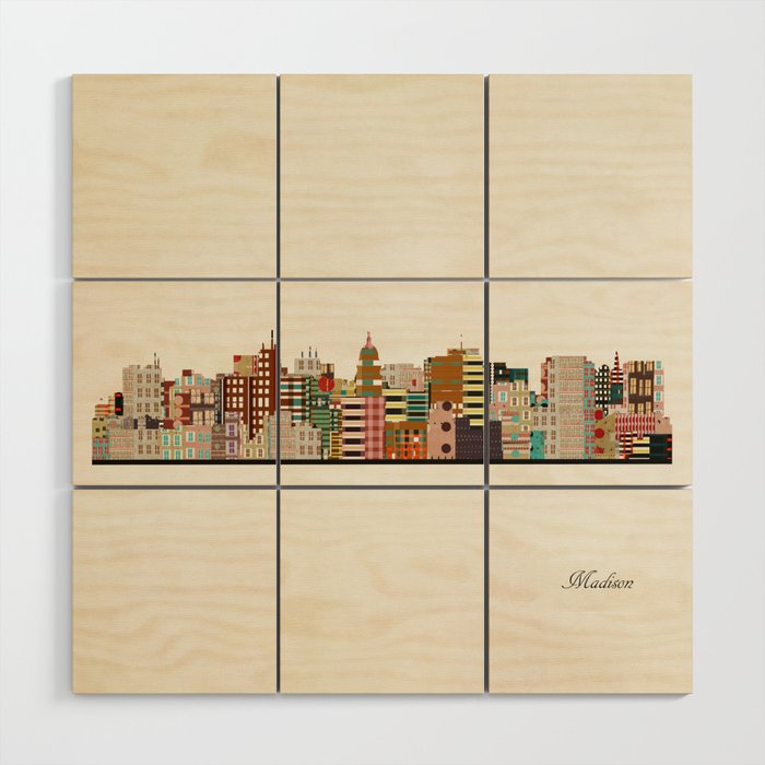 madison wisconsin skyline Wood Wall Art Gallery Image 1