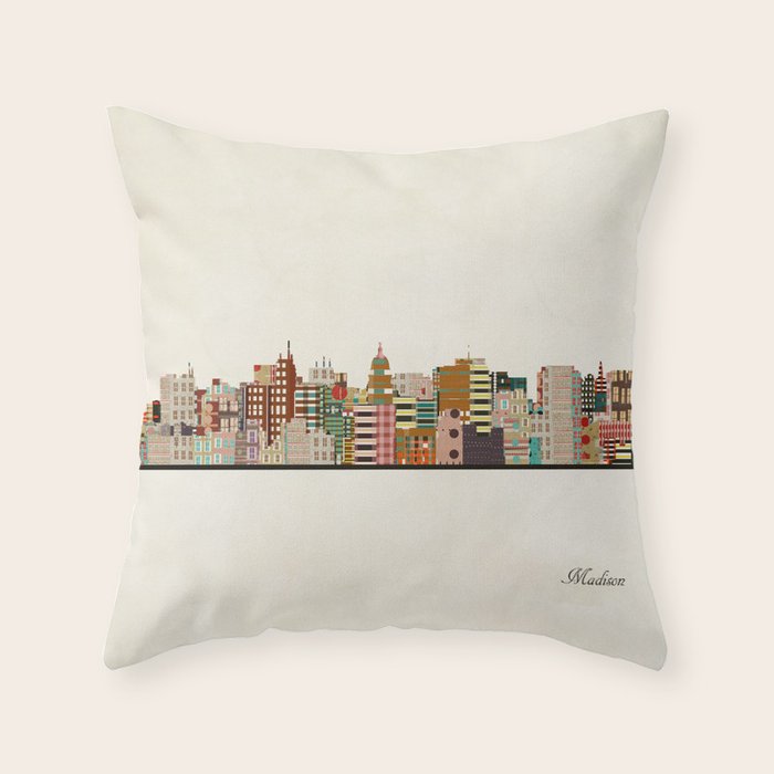 madison wisconsin skyline Throw Pillow Gallery Image 6