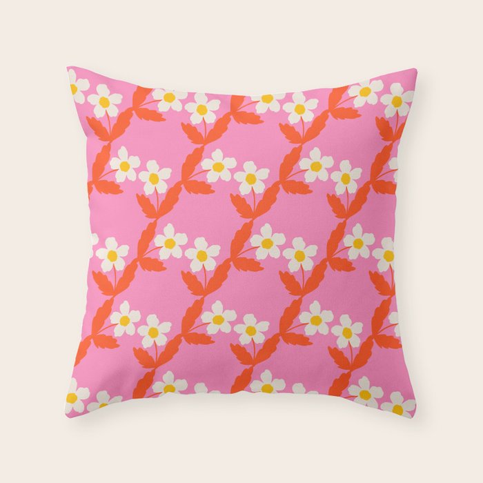 Flower - Magenta vibe Throw Pillow Gallery Image 1