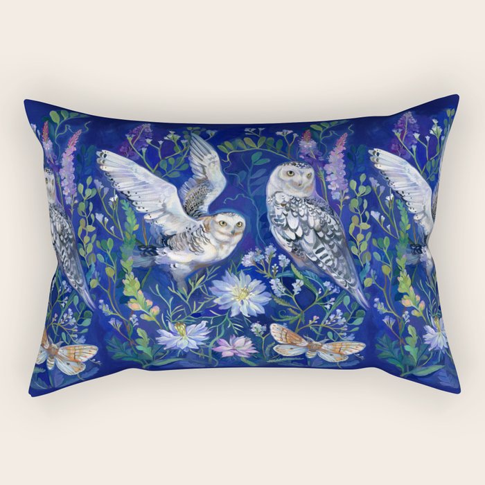 Flower Garden Owls Rectangular Pillow Gallery Image 2