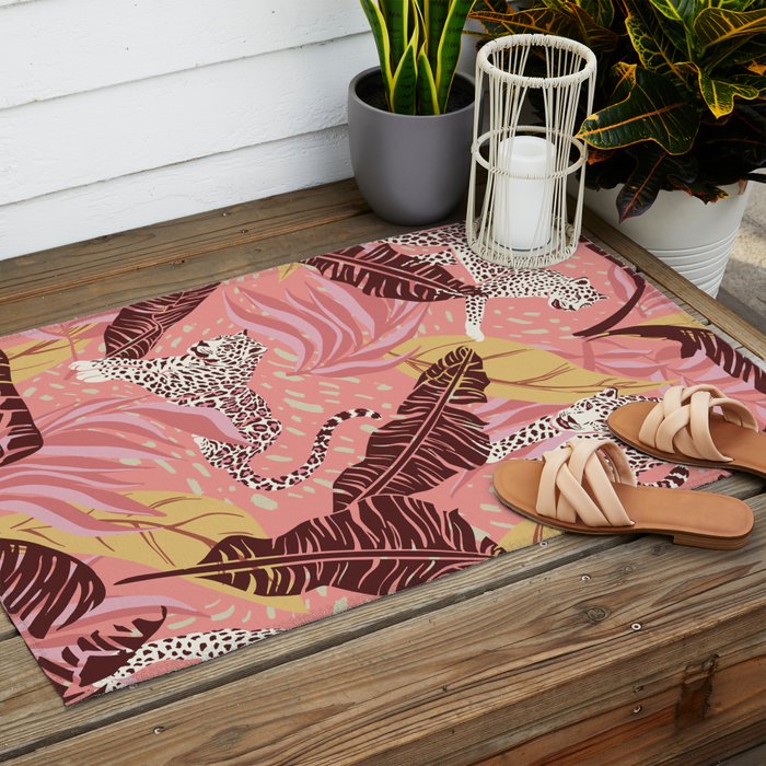 Leopard Crush Pink Outdoor Rug Gallery Image 2