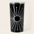 Mid Century Modern Simple Sputnik Starburst Black/White Travel Mug Gallery Image 1