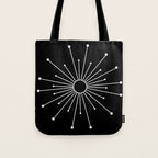 Mid Century Modern Simple Sputnik Starburst Black/White Tote Bag Gallery Image 1