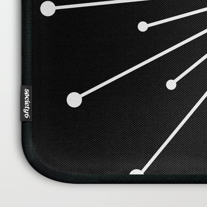 Mid Century Modern Simple Sputnik Starburst Black/White Laptop Sleeve Gallery Image 3