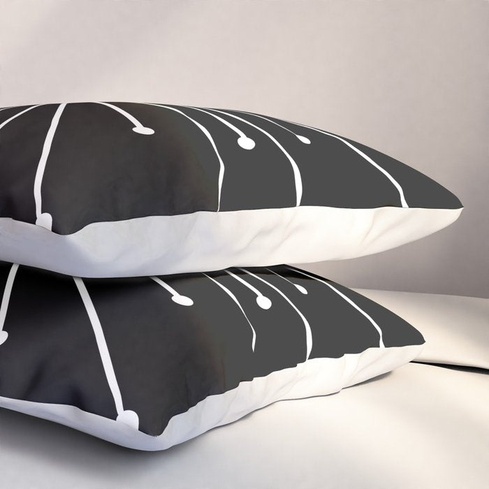 Mid Century Modern Simple Sputnik Starburst Black/White Pillow Sham Gallery Image 3