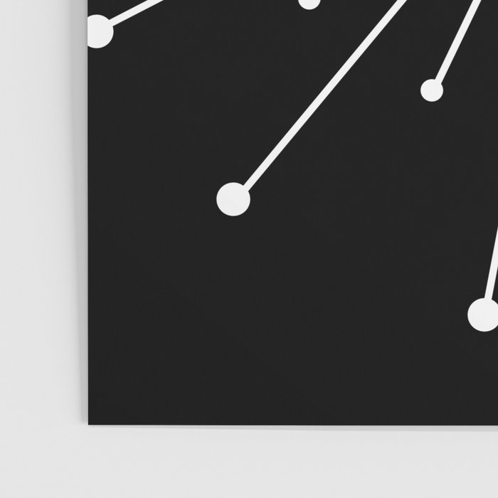 Mid Century Modern Simple Sputnik Starburst Black/White Poster Gallery Image 3