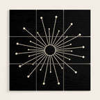 Mid Century Modern Simple Sputnik Starburst Black/White Wood Wall Art Gallery Image 1