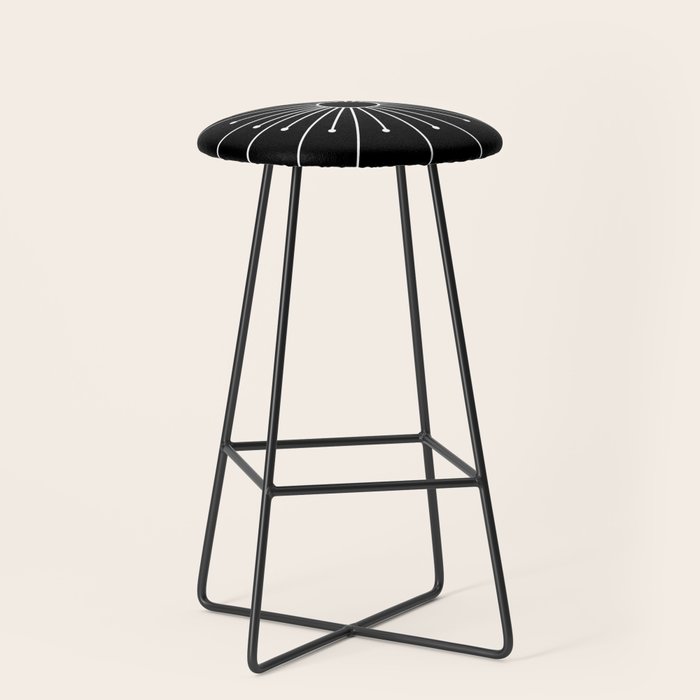 Mid Century Modern Simple Sputnik Starburst Black/White Stool Gallery Image 1
