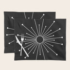 Mid Century Modern Simple Sputnik Starburst Black/White Placemat Gallery Image 1