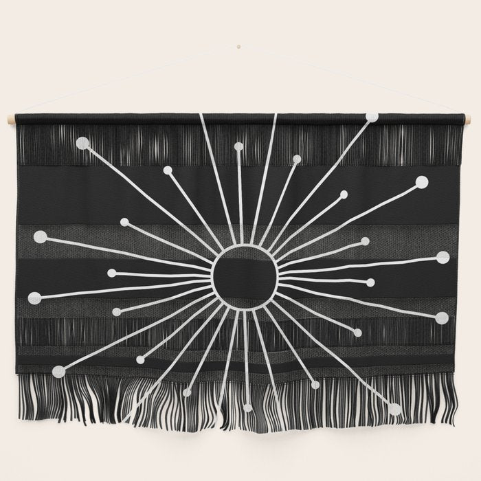 Mid Century Modern Simple Sputnik Starburst Black/White Wall Hanging Gallery Image 1