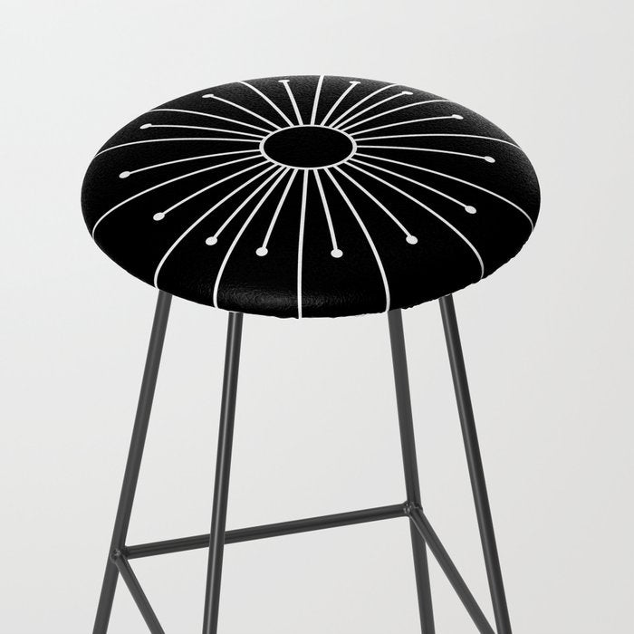 Mid Century Modern Simple Sputnik Starburst Black/White Stool Gallery Image 2
