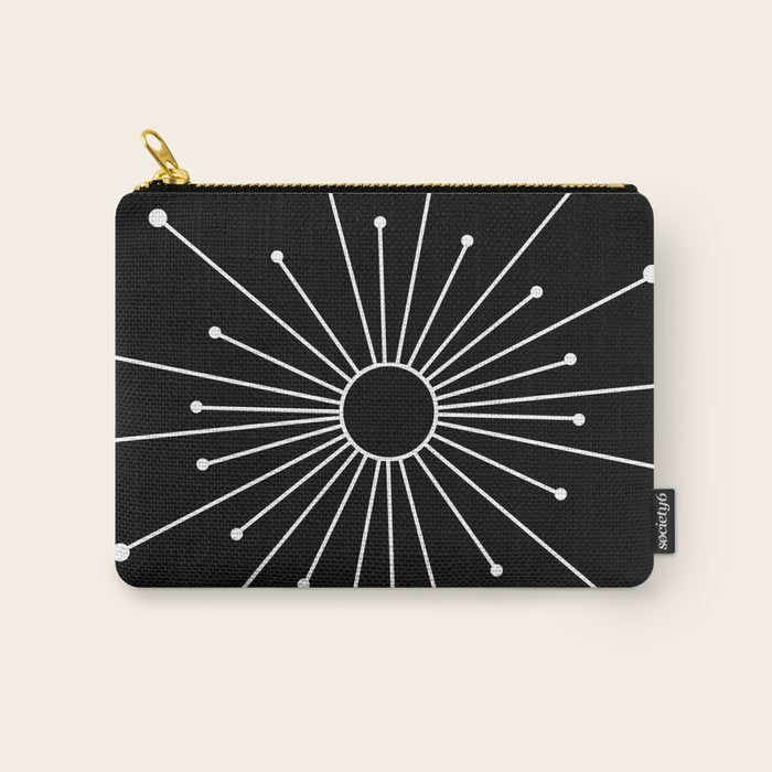 Mid Century Modern Simple Sputnik Starburst Black/White Carry All Pouch Gallery Image 1