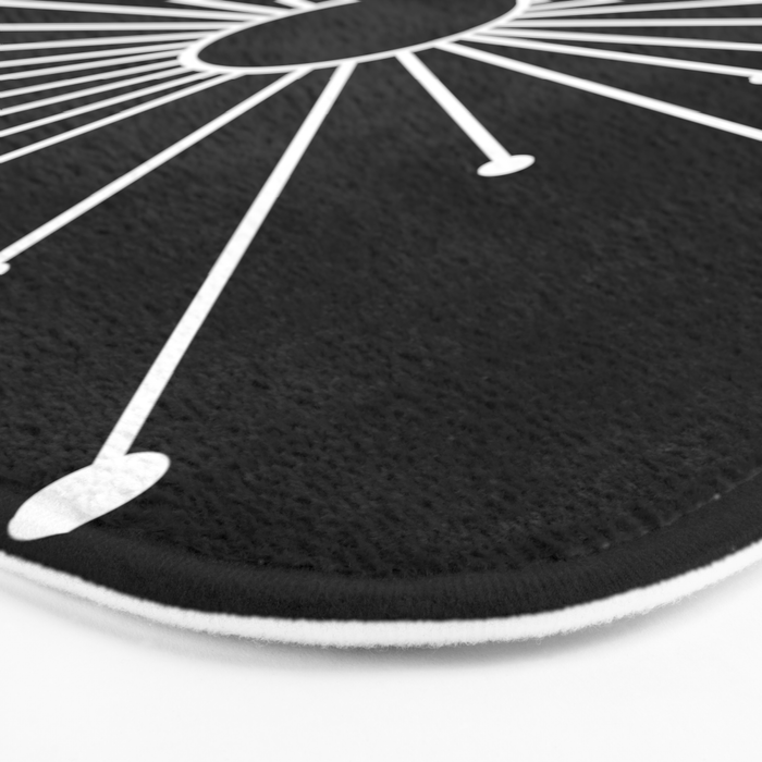 Mid Century Modern Simple Sputnik Starburst Black/White Bath Mat Gallery Image 3