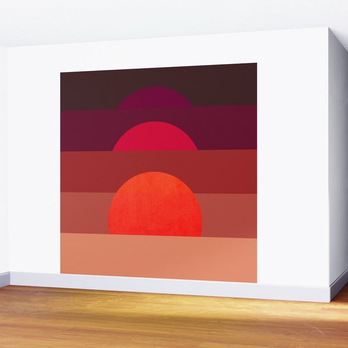 Abstraction_SUNSET_RED_BOHEMIAN_POP_ART_Minimalism_0124A Wall Mural Gallery Image 2