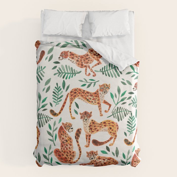 Cheetah Collection - Orange & Green Palette Duvet Cover Gallery Image 6