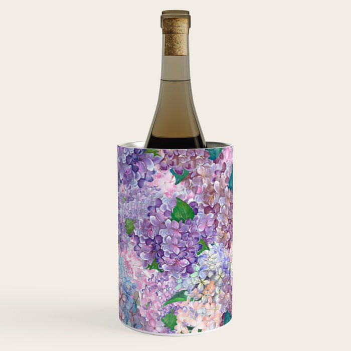 Purple and blue Lilac & Hydrangea - Flower Design Wine Chiller Gallery Image 1