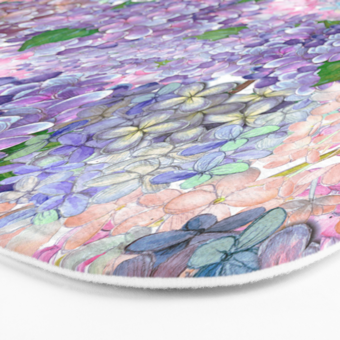 Purple and blue Lilac & Hydrangea - Flower Design Bath Mat Gallery Image 3