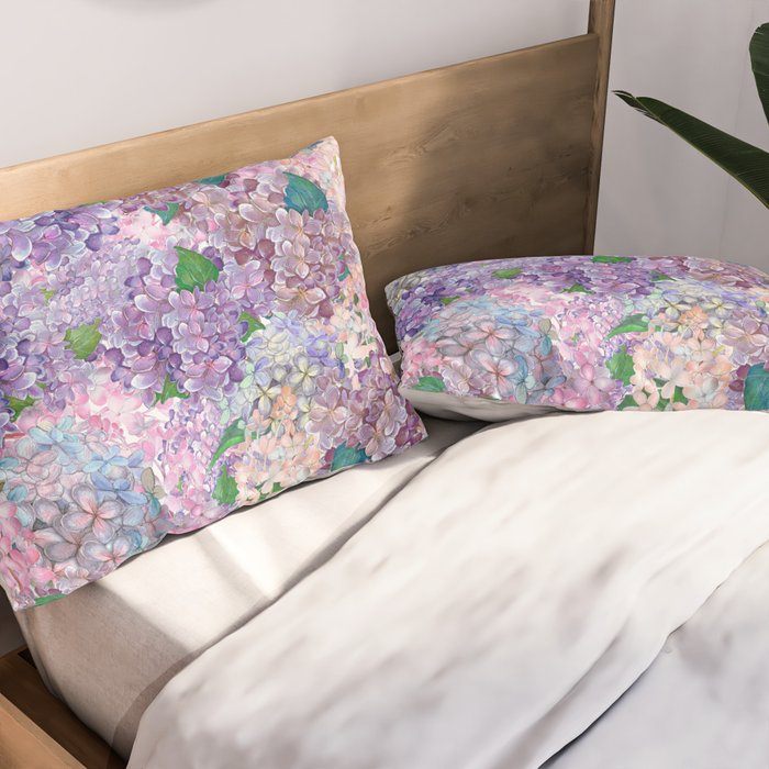 Purple and blue Lilac & Hydrangea - Flower Design Pillow Sham Gallery Image 2