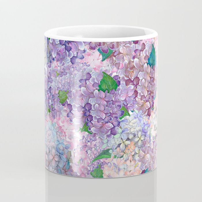 Purple and blue Lilac & Hydrangea - Flower Design Coffee Mug Gallery Image 4